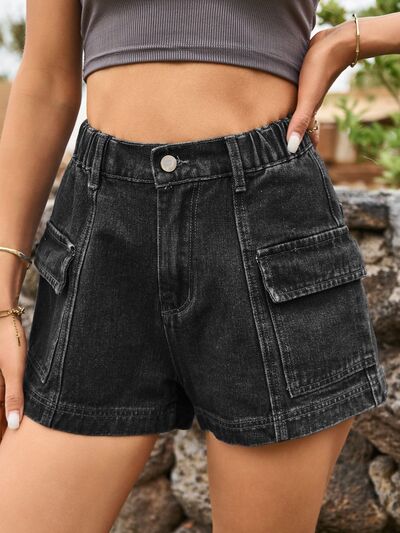 High Waist Denim Shorts with Pockets