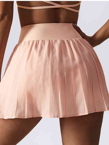 Pleated Wide Waistband Sports Skirt